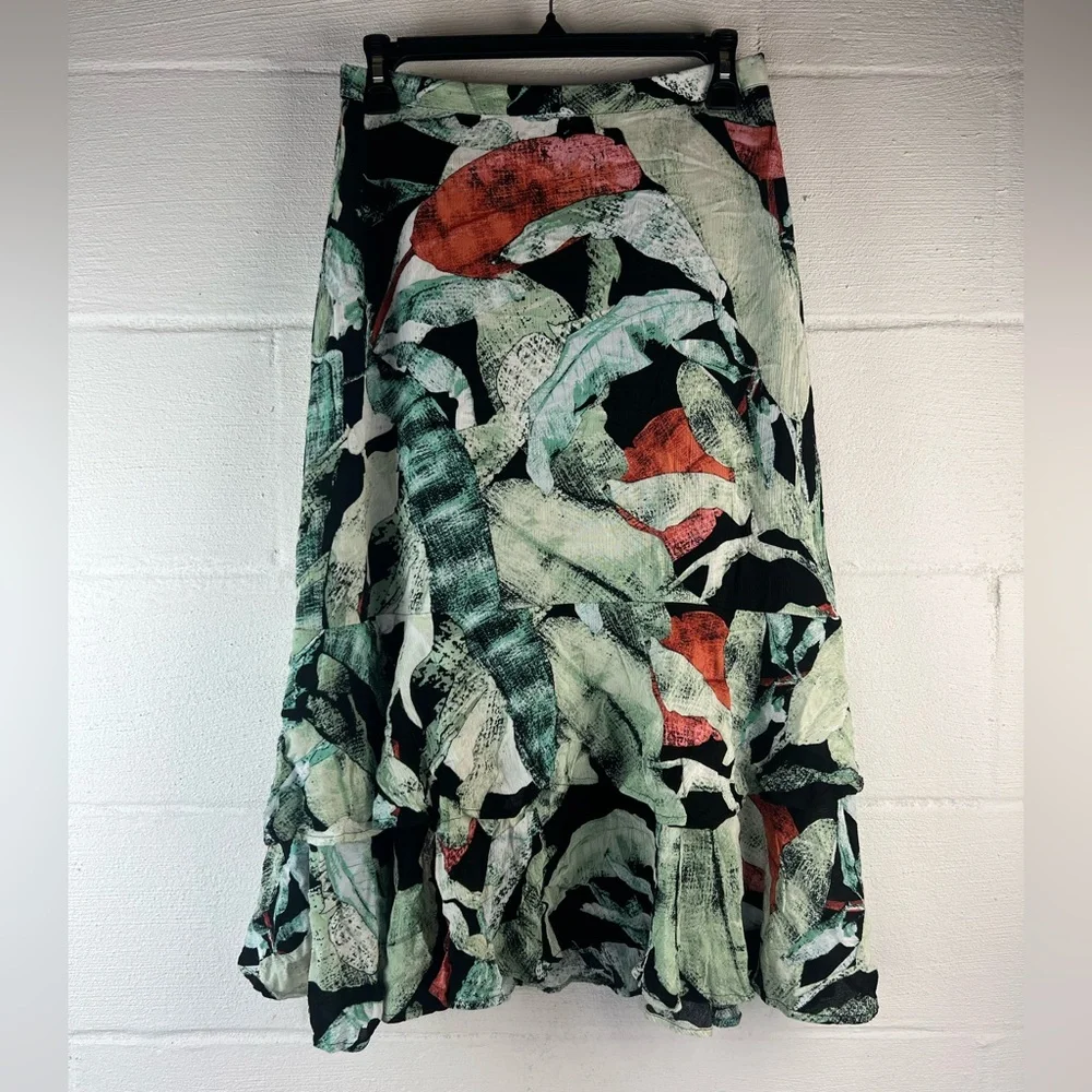 Lauren Conrad Tropical Palm Leaf Print Midi Skirt, Small